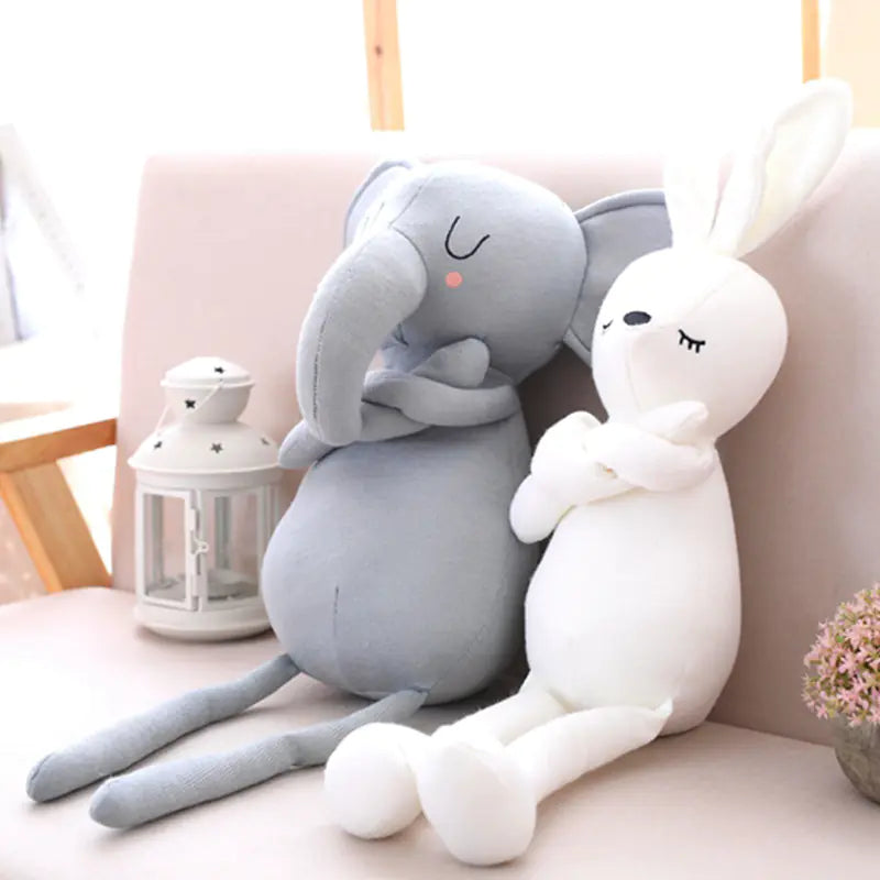 Plush Toys: Little Elephant and Rabbit Figurines