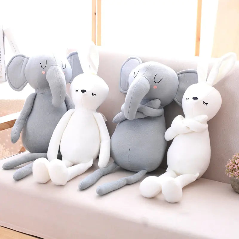 Plush Toys: Little Elephant and Rabbit Figurines