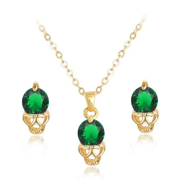 Skull Pendant Necklace Set - Punk Style Accessories
