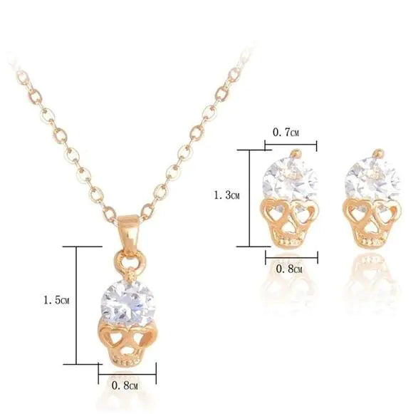 Skull Pendant Necklace Set - Punk Style Accessories