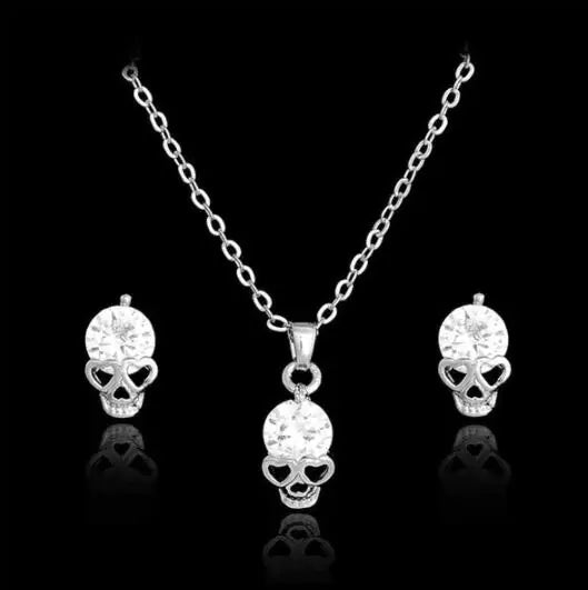 Skull Pendant Necklace Set - Punk Style Accessories