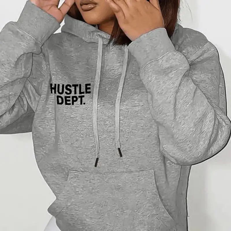 Casual Loose Hooded Sweater with Chest Print