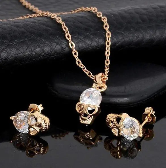Skull Pendant Necklace Set - Punk Style Accessories