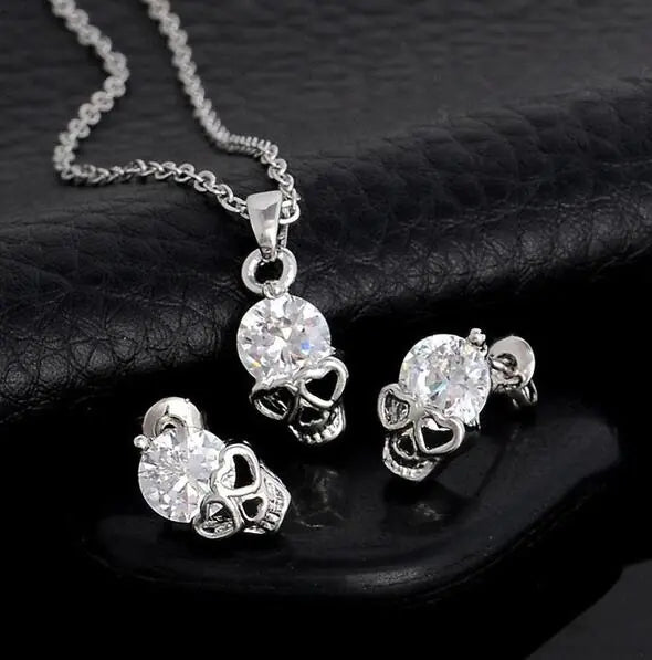 Skull Pendant Necklace Set - Punk Style Accessories